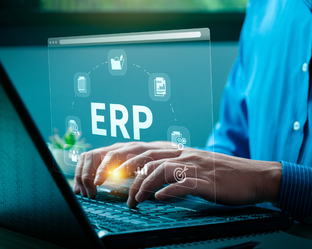 person on laptop with graphic reading 